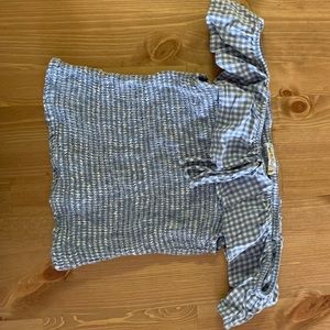 GINGHAM OFF SHOULDER RUFFEL TOP